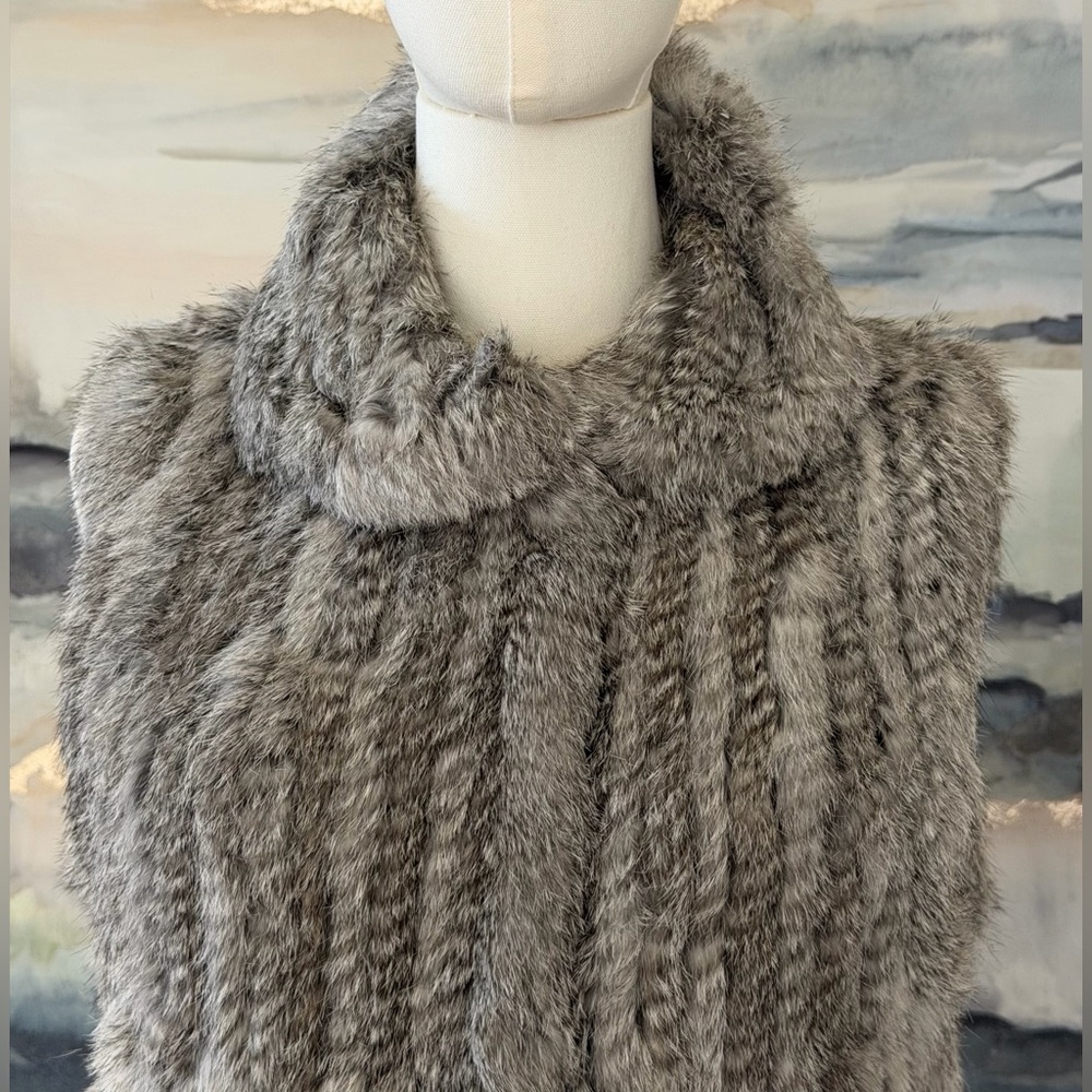Bagatelle 100% Genuine Rabbit Fur Size S Winter Grey - Picture 2 of 16